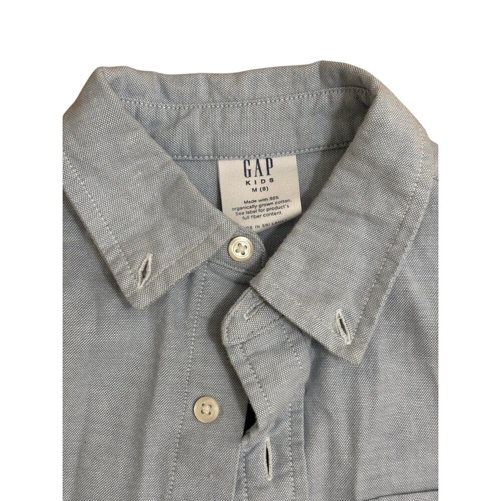 Gap Kids Oxford Button Down Shirt Blue Long Sleeve Cotton Boys Size M 8 - Picture 3 of 8